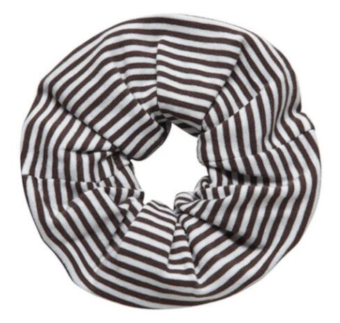 scrunchie Stripe meisjes katoen bruin/wit maat one-size