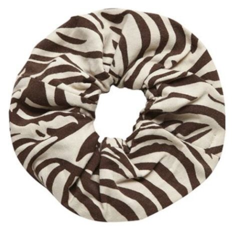 scrunchie Zebra meisjes katoen cr&egrave;me/bruin maat one-size
