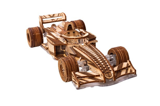 bouwpakket Racer V3 17 x 7 x 4 cm hout bruin