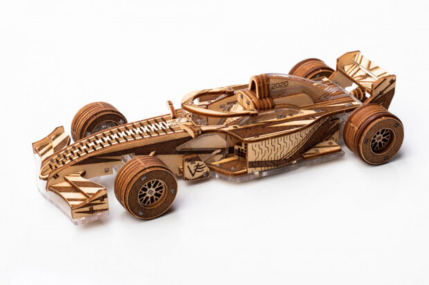 bouwpakket Racer V3 17 x 7 x 4 cm hout bruin