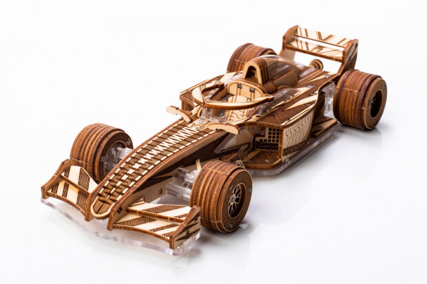 bouwpakket Racer V3 17 x 7 x 4 cm hout bruin