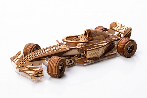 bouwpakket Racer V3 17 x 7 x 4 cm hout bruin