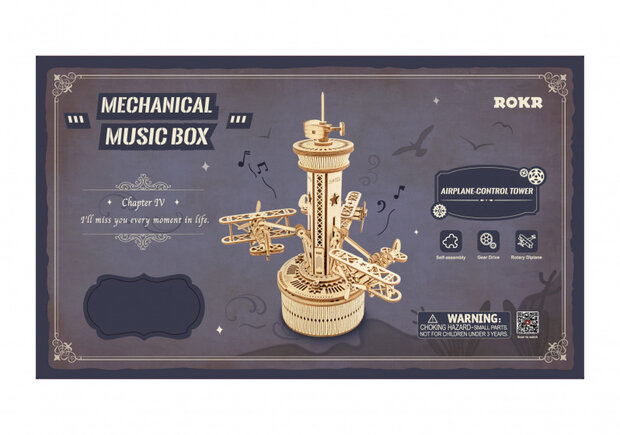 bouwpakket 3D Air-Control Tower 19 x 25 cm hout bruin
