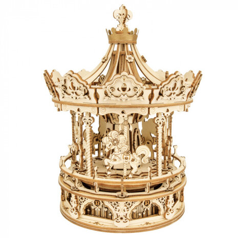 bouwpakket 3D Romantic Carousel 17 x 23,5 cm hout bruin