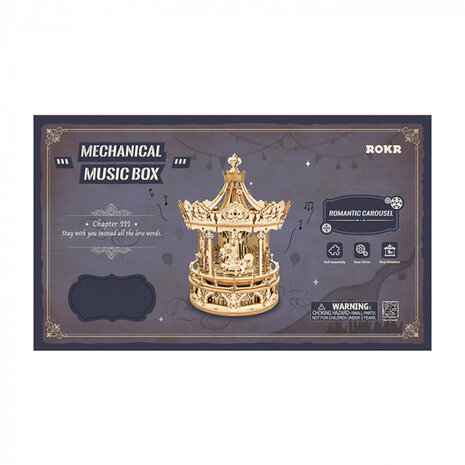 bouwpakket 3D Romantic Carousel 17 x 23,5 cm hout bruin