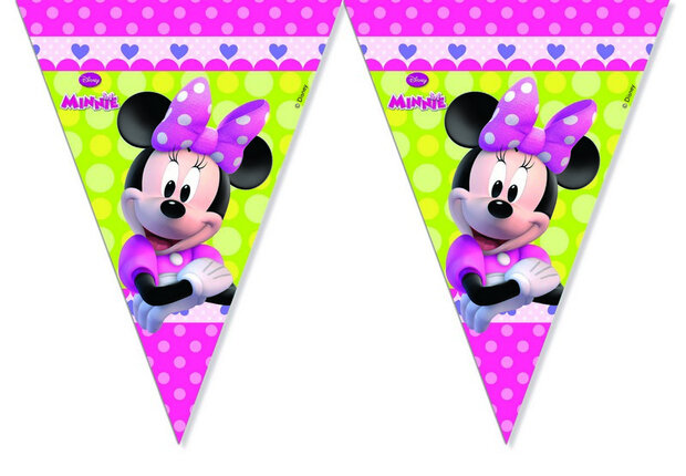 vlaggenlijn Minnie Mouse junior 2 m lichtgroen/roze