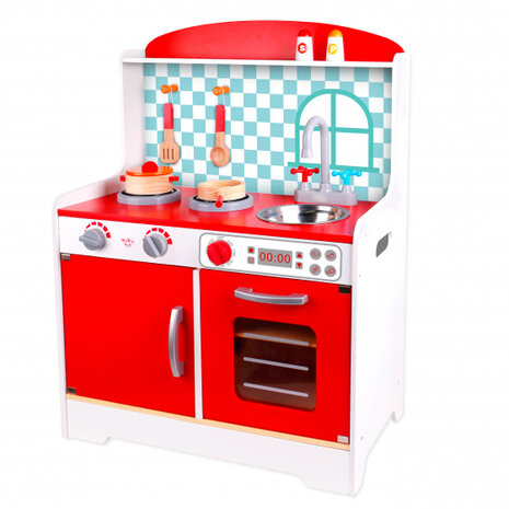 speelgoedkeuken junior 80 x 60 cm hout rood
