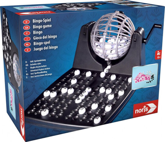 bingo-spel 32 x 24 cm zwart/blauw 104-delig
