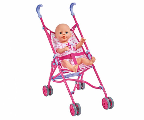 poppenbuggy meisjes 57 cm roze/wit