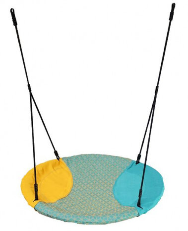 nestschommel 100 cm touw/polyester turquoise/geel