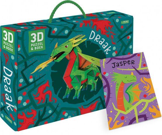 3D-puzzel Draak jongens groen/rood 55 stuks