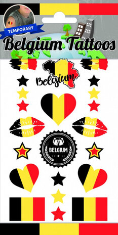 neptattoos Belgi&euml; papier zwart/geel/rood 12 stuks