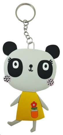 sleutelhanger Panda junior 10,5 cm PVC zwart/wit