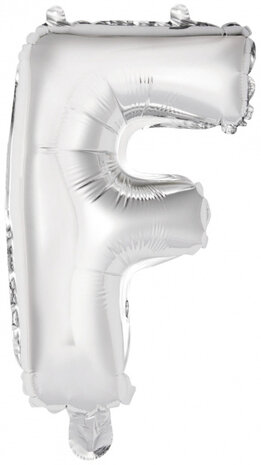 letterballon F folie 34 cm zilver