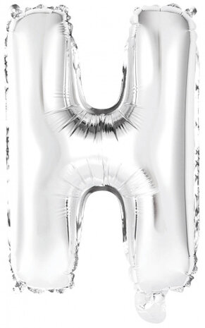 letterballon H folie 34 cm zilver