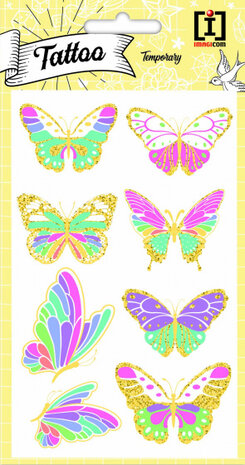 plaktattoos Butterflies 10 x 19 cm papier 8-delig