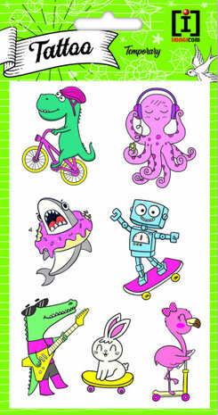 plaktattoos Octopus 10 x 19 cm papier roze 7-delig