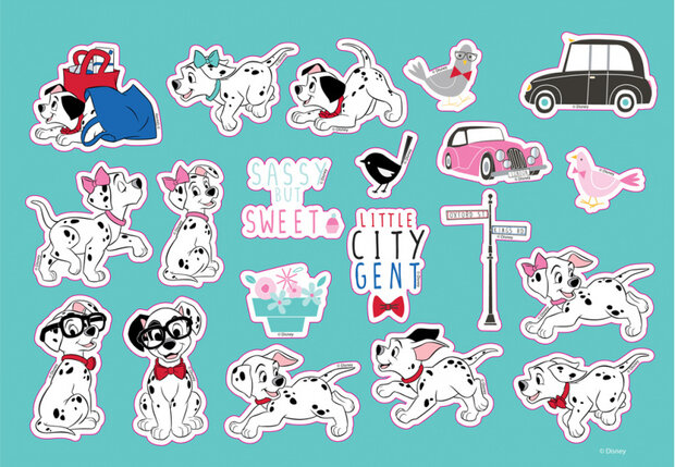 kleur- en stickerboek 101 Dalmati&euml;rs 23 x 33 cm blauw