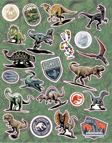 kleurboek T-rex papier groen/blauw 7-delig