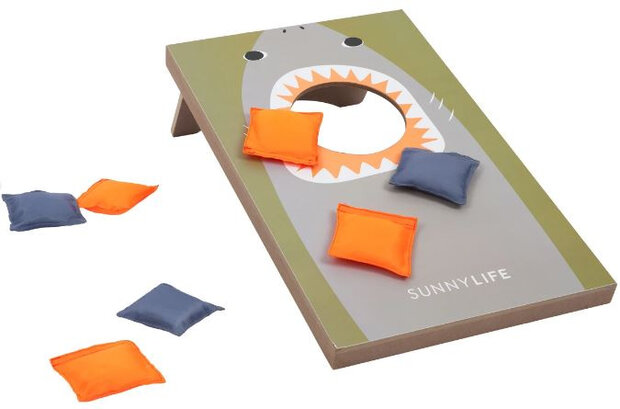 werpspel haai junior 35 x 50 cm hout grijs 8-delig