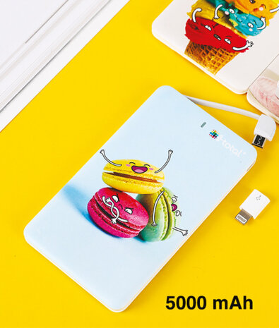 powerbank ijsje 5000 mAh 10,5 cm ABS ivoorwit