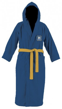 badjas Hogwarts junior katoen blauw/geel 3-4 jaar