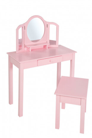kaptafel met kruk meisjes 106 cm hout roze