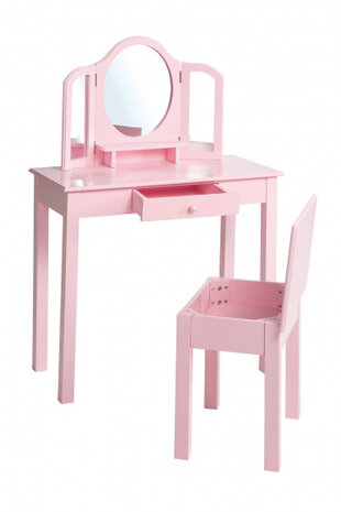 kaptafel met kruk meisjes 106 cm hout roze