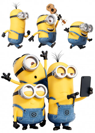 muursticker Minion Selfie &amp; Run junior 50 x 70 cm geel