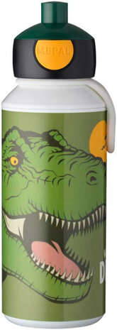 drinkfles Dino junior 400 ml ABS groen/wit