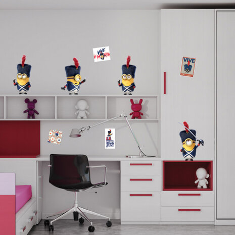 muursticker Minions France 29,7 x 42 cm geel 2-delig