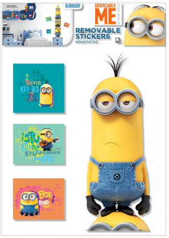 muursticker Minions Trio 29,7 x 42 cm vinyl geel 2-delig