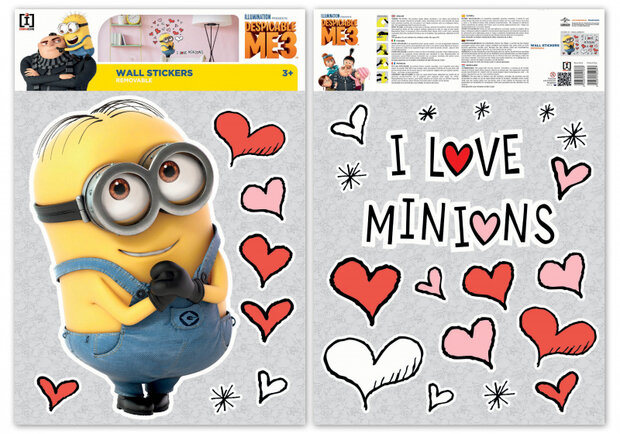 muursticker Minions Love 29,7 x 42 cm geel 2-delig