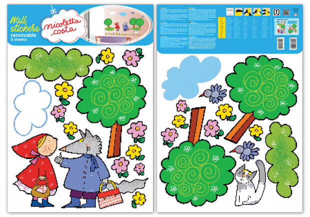 muursticker Riding Hood 29,7 x 42 cm 2-delig