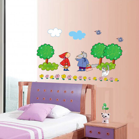 muursticker Riding Hood 29,7 x 42 cm 2-delig