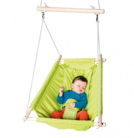 hangschommel 61 x 77 x 28 cm hout/polyester groen