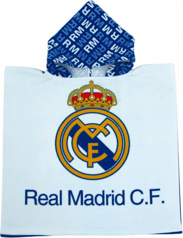 badponcho Real Madrid junior polyester blauw one-size
