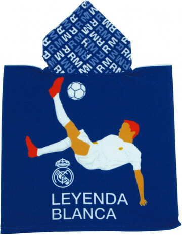 badponcho Real Madrid junior polyester blauw one-size