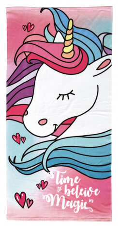 strandlaken eenhoorn 70 x 140 cm microvezel roze