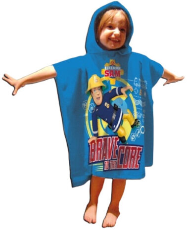 badponcho junior katoen 60 x 120 cm blauw
