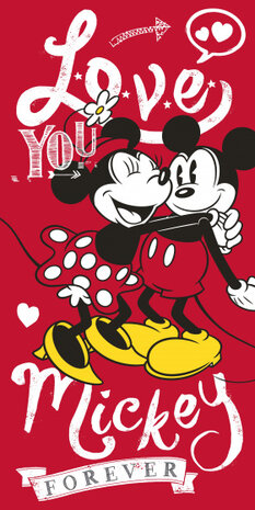 strandlaken Mickey Mouse junior 70 x 140 cm katoen rood