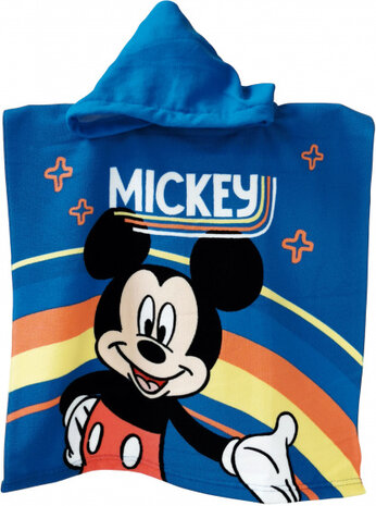 badponcho Mickey 110 x 55 cm polyester donkerblauw