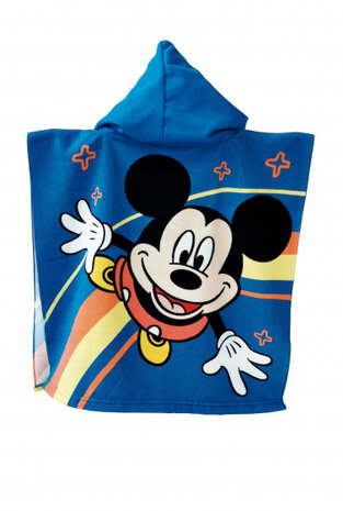 badponcho Mickey 110 x 55 cm polyester donkerblauw