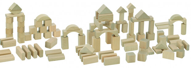 blokkenset junior 24 x 27 cm hout naturel 102-delig