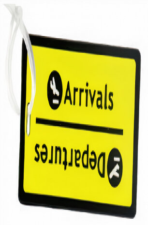 bagagelabel arrivals/departures 6 x 11 cm PVC geel