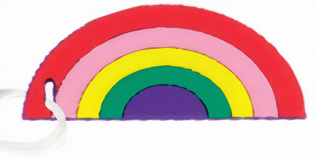 bagagelabel regenboog 6 x 11 x 0,5 cm PVC