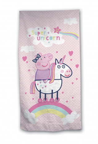strandlaken Peppa Pig junior 70 x 140 cm katoen roze