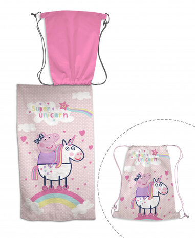 strandlaken Peppa Pig junior 70 x 140 cm katoen roze