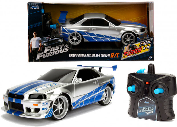 RC auto Fast &amp; Furious Nissan Skyline GTR 1:16 zilver