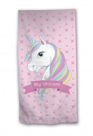 strandlaken My Unicorn 70 x 140 cm polyester roze